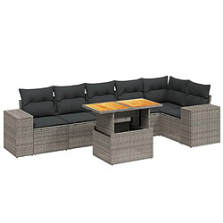 vidaXL Salon de jardin avec coussins 7 pcs gris résine tressée