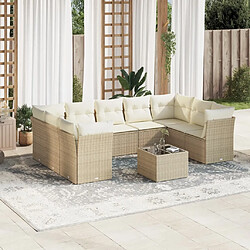 vidaXL Salon de jardin avec coussins 10 pcs beige résine tressée