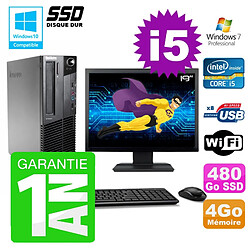 PC Lenovo M91p SFF Intel I5-2400 4Go Disque 480Go SSD Graveur Wifi W7 Ecran 19" - Occasion