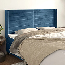 Maison Chic Tête de lit scandinave avec oreilles,meuble de chambre Bleu foncé 163x16x118/128 cm Velours -MN76354