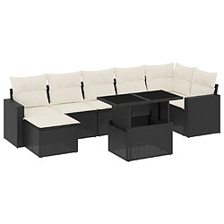 vidaXL Salon de jardin 8 pcs avec coussins noir résine tressée