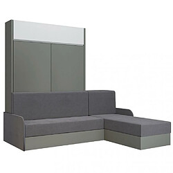 Inside 75 Lit escamotable ALADYNO SOFA 140*200 cm gris bandeau blanc méridienne tissu gris