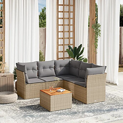 vidaXL Salon de jardin avec coussins 6pcs mélange beige résine tressée 