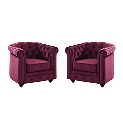 Vente-Unique Lot de 2 Fauteuils CHESTERFIELD - Velours pourpre 