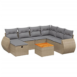 vidaXL Salon de jardin avec coussins 8pcs mélange beige résine tressée