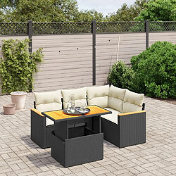 Maison Chic Ensemble de 5 Tables et chaises d'extérieur avec coussins,Salon de jardin noir résine tressée -GKD844653