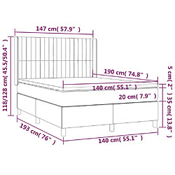 Acheter vidaXL Sommier à lattes de lit matelas et LED Bleu 140x190 cm Tissu