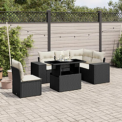 vidaXL Salon de jardin 6 pcs avec coussins noir résine tressée