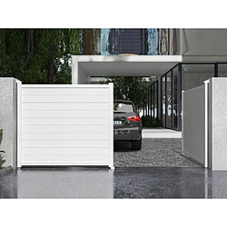 Vente-Unique Portail électrique battant aluminium plein L397 x H181 cm blanc - NAZARIO