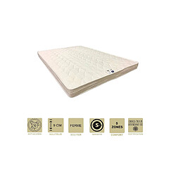 Provence Literie Matelas Ferme Mémoire de Forme 60 Kg/m3 Pour Canapé Lit 140x190 x 9 cm - 5 zones de Confort - Ame Poli Lattex Haute Résilience HD - Hypoallergénique 