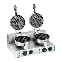 Helloshop26 Gaufrier double rond professionnel Téflon rond puissance 2 x 1 300 watts 3614060 