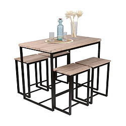 Acheter Urban Living Table haute avec 4 tabourets industrielle Dock - Noir