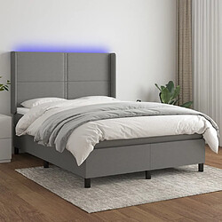 Sommier à lattes et matelas LED,Cadre à lattes de lit pour Adulte Gris foncé 140x190 cm Tissu -MN82931