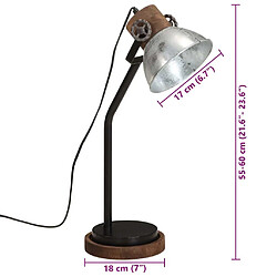 vidaXL Lampe de bureau 25 W argent vintage 18x18x60 cm E27 pas cher