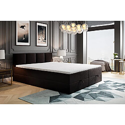 Avis TRADA Lit adulte rembourré ROYAL avec rangement et matelas ressorts intégré dans le cadre du lit en 140×200 noir