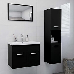 vidaXL Ensemble de meubles de salle de bain Noir Aggloméré 