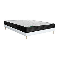 Vente-Unique Ensemble 140 x 190 cm sommier tapissier + matelas mousse et coutil bambou ép.25cm - BERENDI de NATUREA