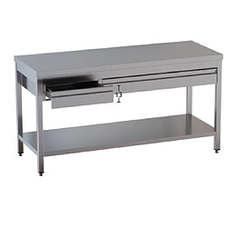 Table avec etagere et 2 tiroirs - Gamme 600 - Ristopro