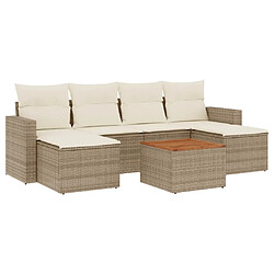 vidaXL Salon de jardin avec coussins 7 pcs beige résine tressée