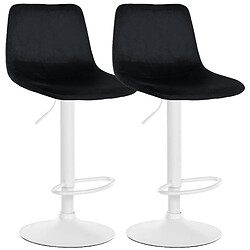 Non Lot de 2 tabourets de bar Divo velours blanc