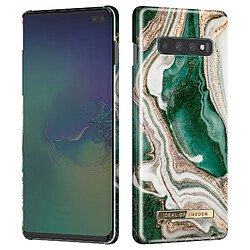 iDeal of Sweden Coque pour Samsung S10 Plus Marbré Luxe Ultra fine Golden Jade Marble Vert Foncé