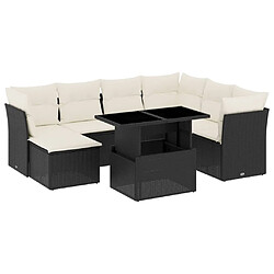 vidaXL Salon de jardin 8 pcs avec coussins noir résine tressée