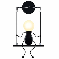 Stoex Applique Murale Simple Poupée De Mode Balançoire Enfants Lampe Mur Moderne Gens Fer Salon Chambre Créative Lumière (Noir Applique Murale Simple Poupée De Mode Balançoire Enfants Lampe Mur Moderne Gens Fer Salon Chambre Créative Lumière (Noir)