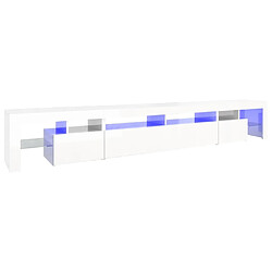 Maison Chic Meuble TV avec lumières LED, Banc TV pour salon, Meuble de rangement Blanc brillant 260x36,5x40 cm -GKD82610