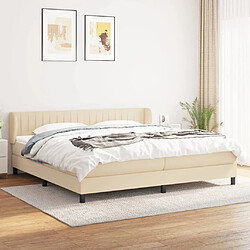 vidaXL Sommier à lattes de lit avec matelas Crème 200x200 cm Tissu 