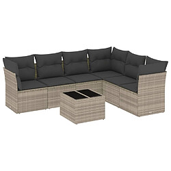 vidaXL Salon de jardin avec coussins 7 pcs gris clair résine tressée