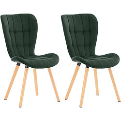 Decoshop26 Lot de 2 chaises de salle à manger dossier haut coutures décoratives assise en tissu vert 10_0001647