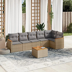 vidaXL Salon de jardin avec coussins 7pcs mélange beige résine tressée