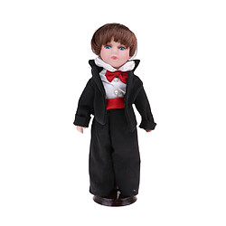 30cm belle figure de poupée garçon en porcelaine avec costume noir décor enfants cadeau cadeau d'anniversaire pour enfants