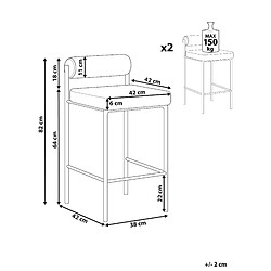 Avis Beliani Tabouret de bar Set de 2 Tissu Gris clair AMAYA