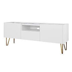 Bestmobilier Cali - meuble TV - effet marbre - 144 cm pas cher