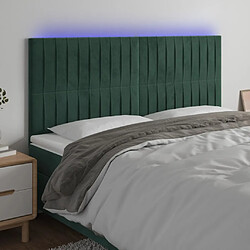 Maison Chic Tête de lit moderne à LED lumineuse pour chambre - Décoration de lit Vert foncé 160x5x118/128 cm Velours -MN25428