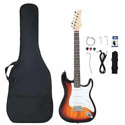 vidaXL Guitare électrique de débutants et sac marron et blanc 4/4 39"