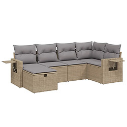 vidaXL Salon de jardin avec coussins 6pcs mélange beige résine tressée