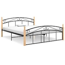 vidaXL Cadre de lit sans matelas noir métal bois chêne 160x200 cm