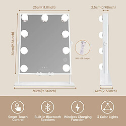 FENCHILIN DC117-51 Bluetooth Miroir de maquillage 25 x 30cm Blanc