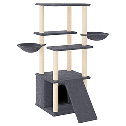 Arbre à chat avec griffoirs,niche pour chat en sisal gris foncé 133 cm -MN98624