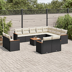 Maison Chic Salon de jardin avec coussins 13 pcs, Ensemble Tables et chaises de jardin, noir résine tressée -GKD797675