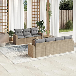 Maison Chic Salon de jardin avec coussins 8 pcs | Ensemble de Table et chaises | Mobilier d'Extérieur beige résine tressée -GKD24673