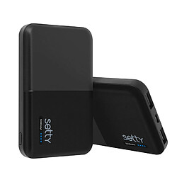 Batterie de Secours 5000mAh 2 Ports de Sortie USB 2A Format Compact Setty Noir