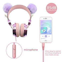 GUPBOO Dessin animé drôle casque pour enfants casque filaire coloré pour filles casque de musique stéréo pour téléphone noël pour enfants 