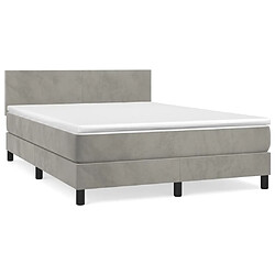 vidaXL Sommier à lattes de lit et matelas Gris clair 140x190cm Velours