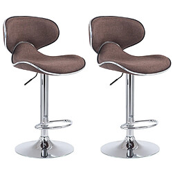 Decoshop26 Lot de 2 tabourets de bar pivotant design moderne en tissu marron support en métal chromé 10_0004266 