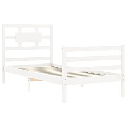 Maison Chic Cadre/structure de lit avec tête de lit pour adulte - Lit Moderne Chambre blanc simple bois massif -MN77617 pas cher