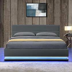 Avis Meubler Design Lit Led Avec Coffre De Rangement Ava - Gris - 180x200