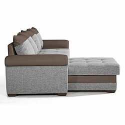 Avis Mes Canapé d?angle reversible et convertible en tissu gris et PU marron